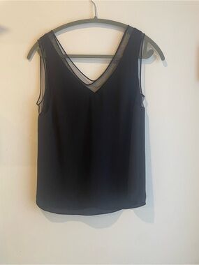 Babaton Black Mesh-Trim V-Neck Sleeveless Camisole
